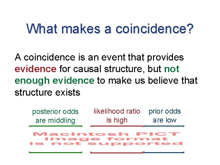 What makes a coincidence? A coincidence is an event that provides evidence for causal