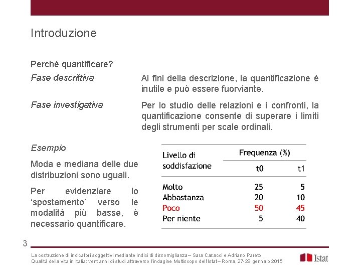 Introduzione Perché quantificare? Fase descrittiva Ai fini della descrizione, la quantificazione è inutile e