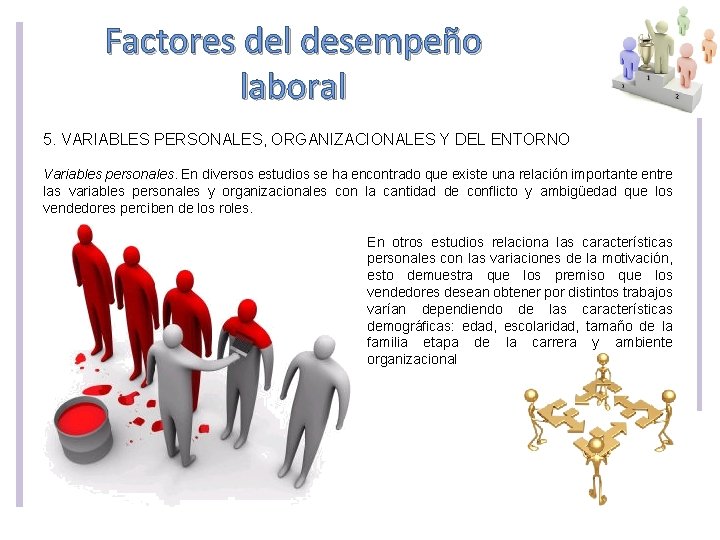 Factores del desempeño laboral 5. VARIABLES PERSONALES, ORGANIZACIONALES Y DEL ENTORNO Variables personales. En Factores del desempeño laboral 5. VARIABLES PERSONALES, ORGANIZACIONALES Y DEL ENTORNO Variables personales. En