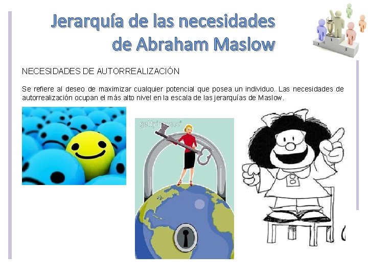 Jerarquía de las necesidades de Abraham Maslow NECESIDADES DE AUTORREALIZACIÓN Se refiere al deseo Jerarquía de las necesidades de Abraham Maslow NECESIDADES DE AUTORREALIZACIÓN Se refiere al deseo