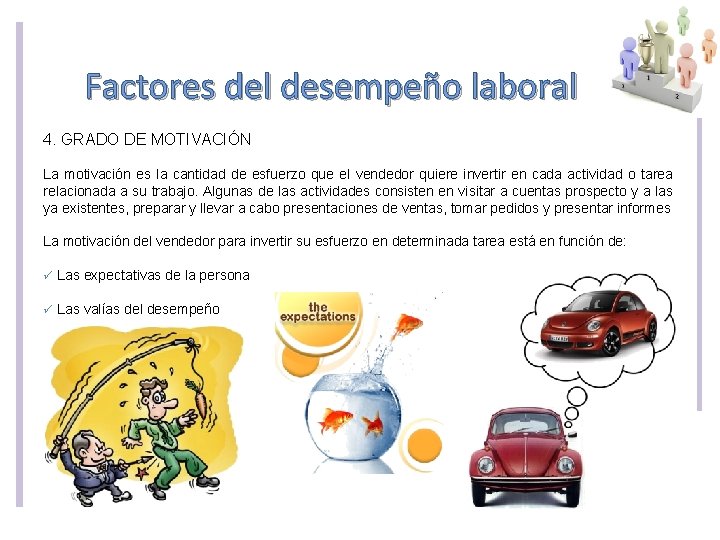 Factores del desempeño laboral 4. GRADO DE MOTIVACIÓN La motivación es la cantidad de Factores del desempeño laboral 4. GRADO DE MOTIVACIÓN La motivación es la cantidad de
