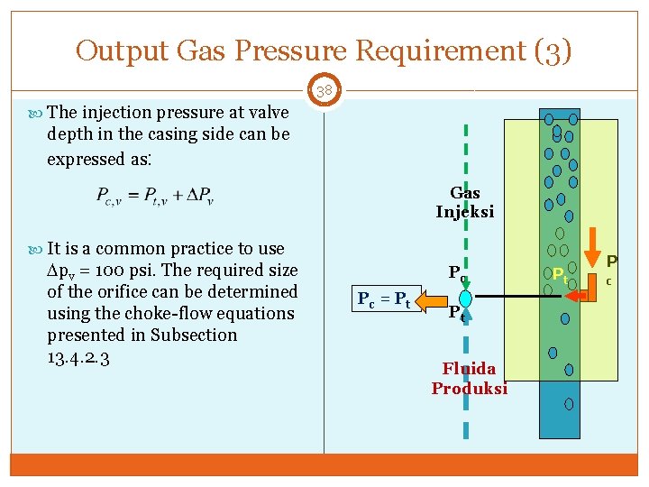 Output Gas Pressure Requirement (3) 38 The injection pressure at valve depth in the