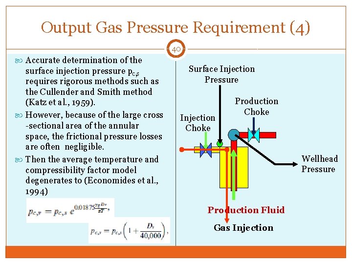 Output Gas Pressure Requirement (4) 40 Accurate determination of the surface injection pressure pc,