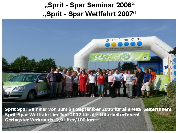 „Sprit - Spar Seminar 2006“ „Sprit - Spar Wettfahrt 2007“ Sprit Spar Seminar von