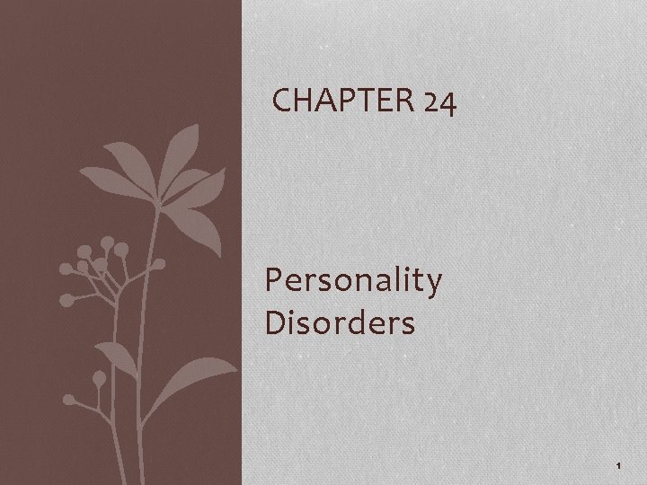 CHAPTER 24 Personality Disorders 1 