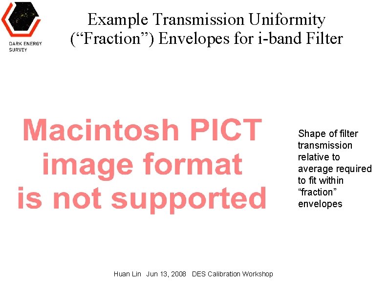 Example Transmission Uniformity (“Fraction”) Envelopes for i-band Filter Shape of filter transmission relative to