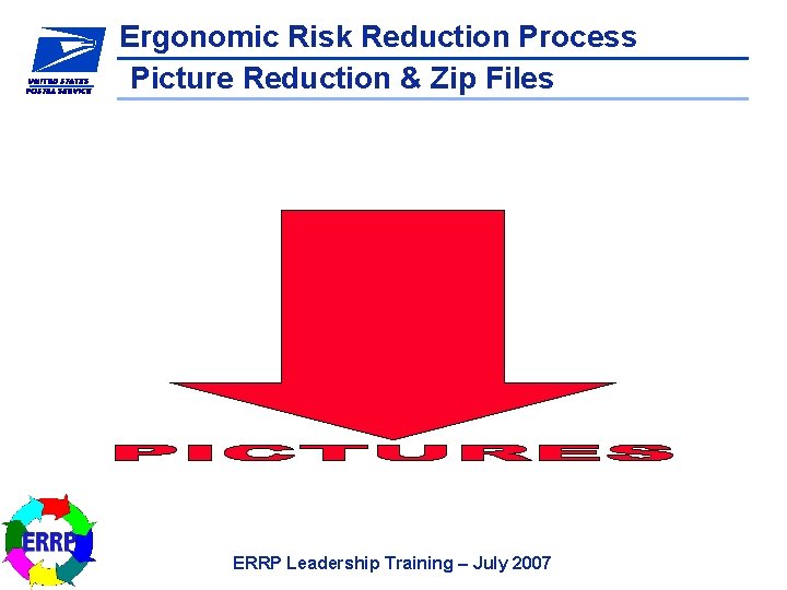 Ergonomic Risk Reduction Process Picture Reduction & Zip Files ERRP Leadership Training – July