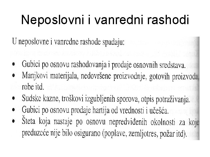 Neposlovni i vanredni rashodi 