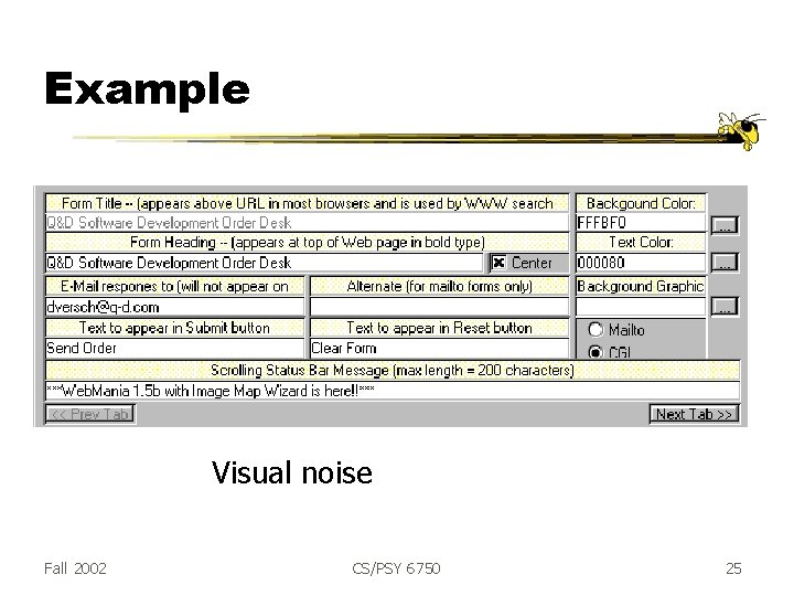 Example Visual noise Fall 2002 CS/PSY 6750 25 