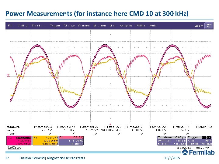 Power Measurements (for instance here CMD 10 at 300 k. Hz) 17 Luciano Elementi| Power Measurements (for instance here CMD 10 at 300 k. Hz) 17 Luciano Elementi|