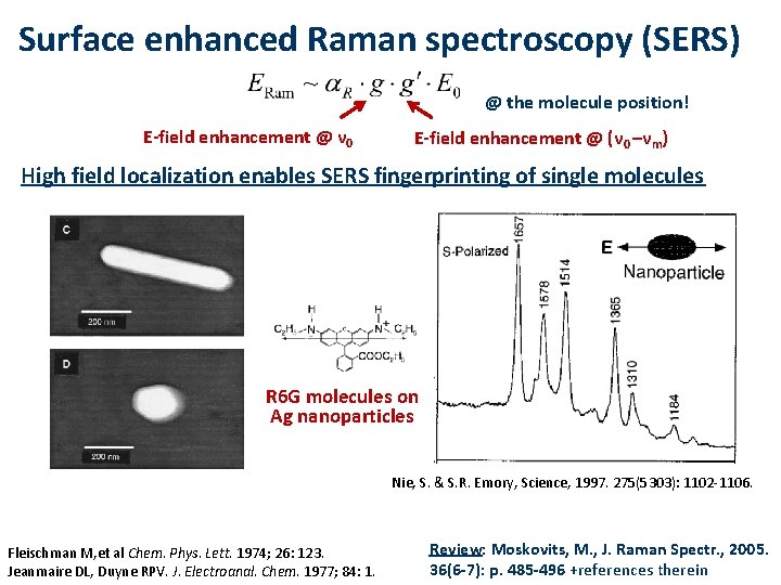 Surface enhanced Raman spectroscopy (SERS) @ the molecule position! E-field enhancement @ ν 0
