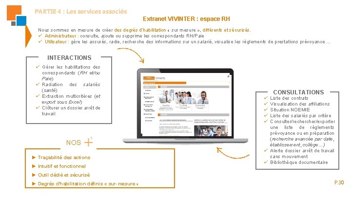 PARTIE 4 : Les services associés Extranet VIVINTER : espace RH Nous sommes en PARTIE 4 : Les services associés Extranet VIVINTER : espace RH Nous sommes en