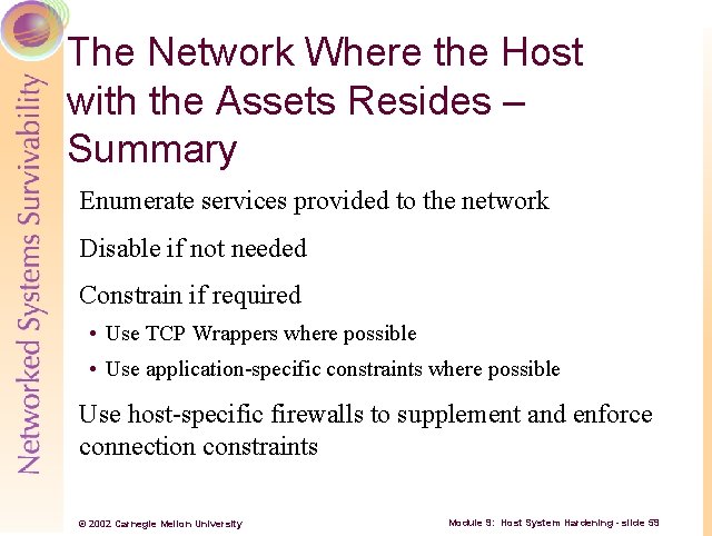 The Network Where the Host with the Assets Resides – Summary Enumerate services provided