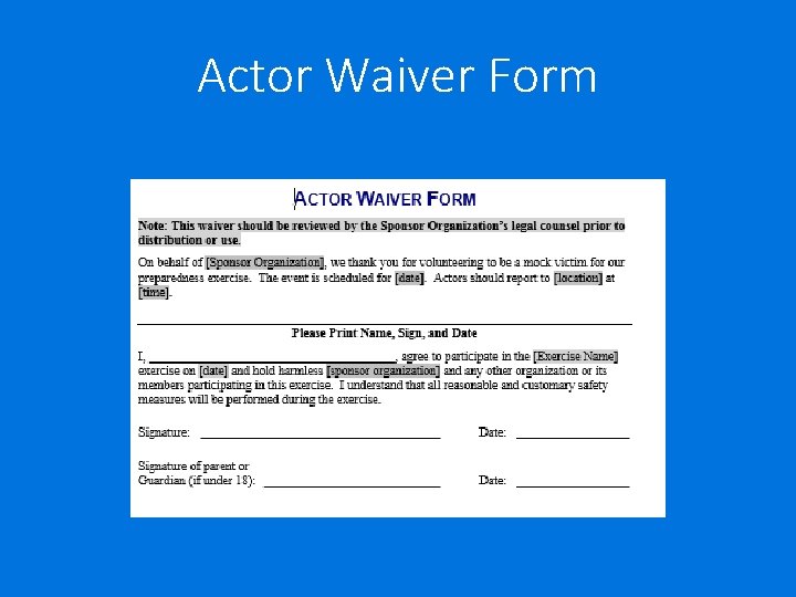 Actor Waiver Form 