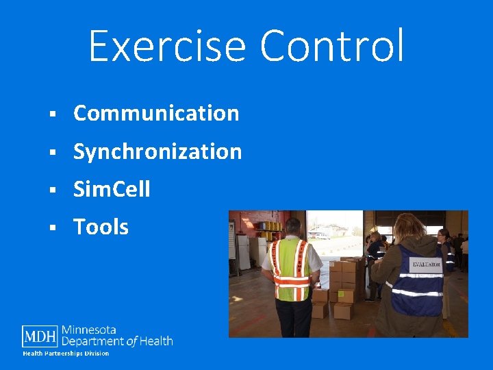 Exercise Control § Communication § Synchronization § Sim. Cell § Tools 