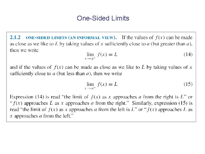 One-Sided Limits 