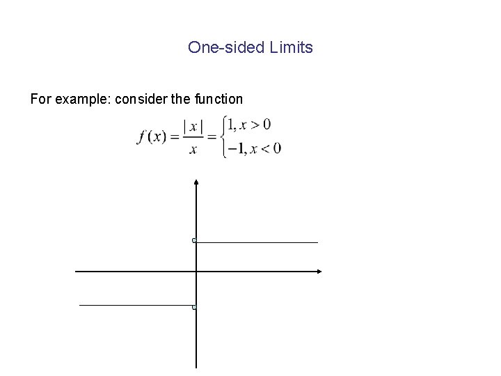 One-sided Limits For example: consider the function One-sided Limits For example: consider the function