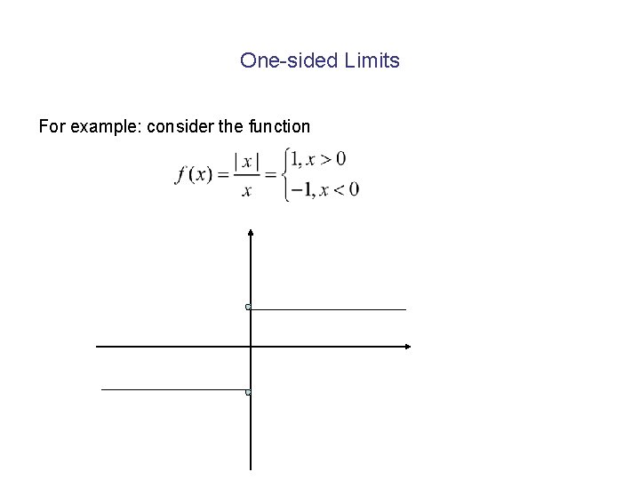 One-sided Limits For example: consider the function 