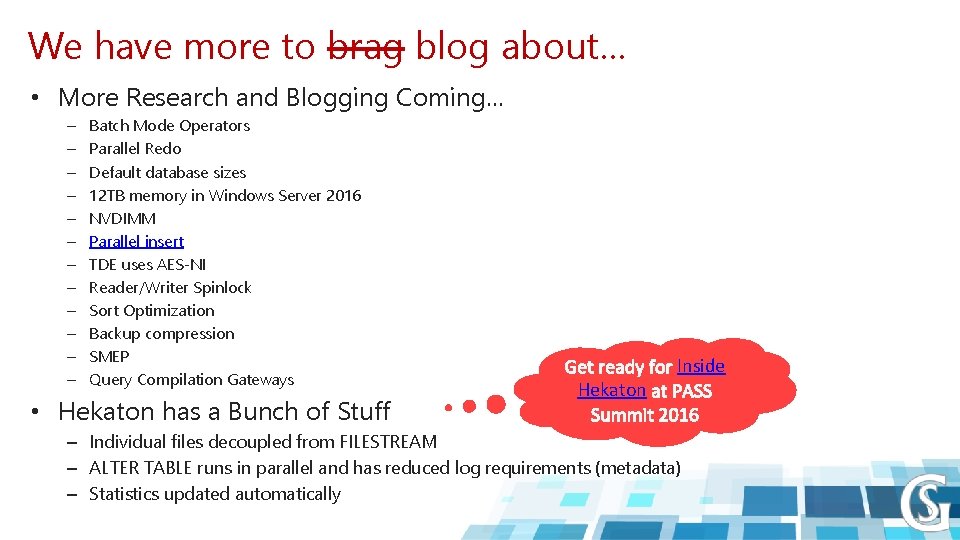 We have more to brag blog about… • More Research and Blogging Coming… –