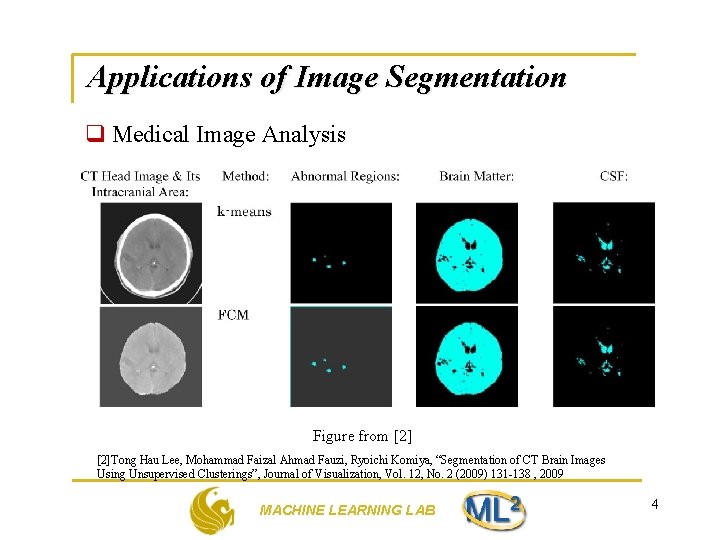 Applications of Image Segmentation q Medical Image Analysis Figure from [2]Tong Hau Lee, Mohammad