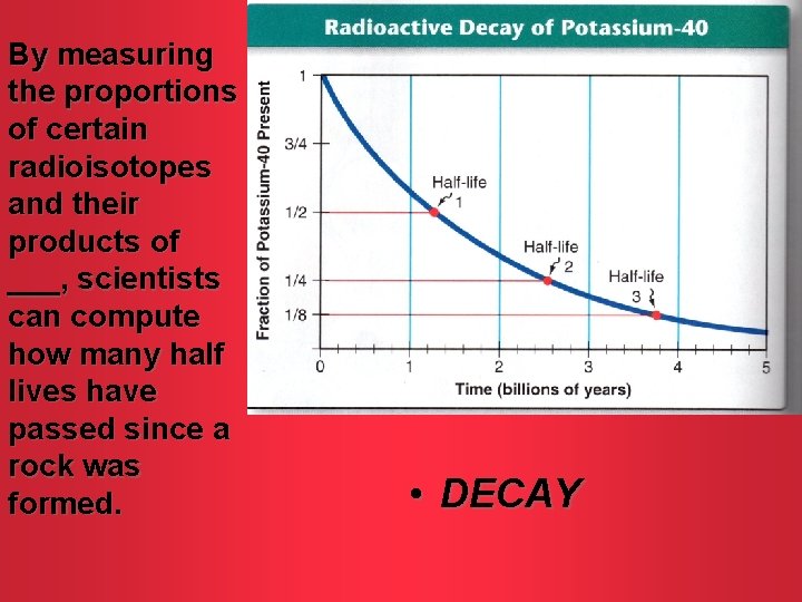 By measuring the proportions of certain radioisotopes and their products of ___, scientists can