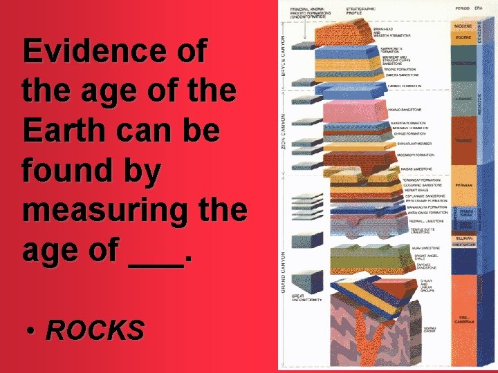 Evidence of the age of the Earth can be found by measuring the age