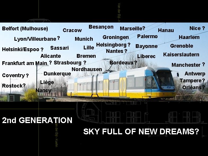 Besançon Nice ? Marseille? Hanau Palermo Haarlem Groningen Munich Lyon/Villeurbane ? Helsingborg ? Bayonne