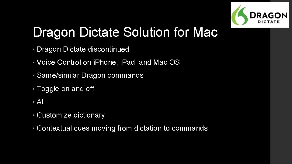 Dragon Dictate Solution for Mac • Dragon Dictate discontinued • Voice Control on i.