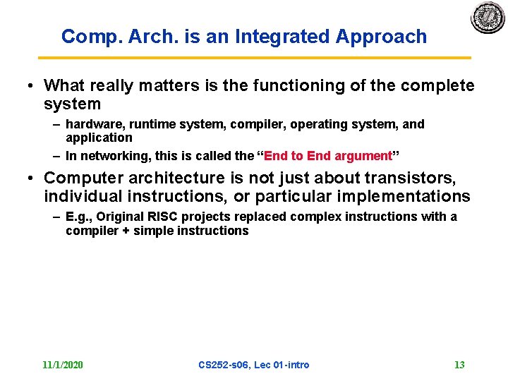 EECS 252 Graduate Computer Architecture Lec 1 Introduction