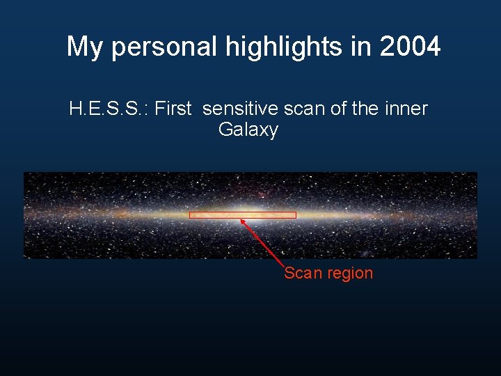 My personal highlights in 2004 H. E. S. S. : First sensitive scan of