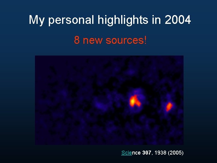 My personal highlights in 2004 8 new sources! Science 307, 1938 (2005) 