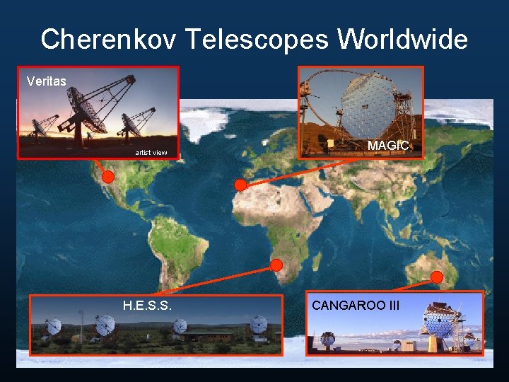 Cherenkov Telescopes Worldwide Veritas artist view H. E. S. S. MAGIC CANGAROO III 