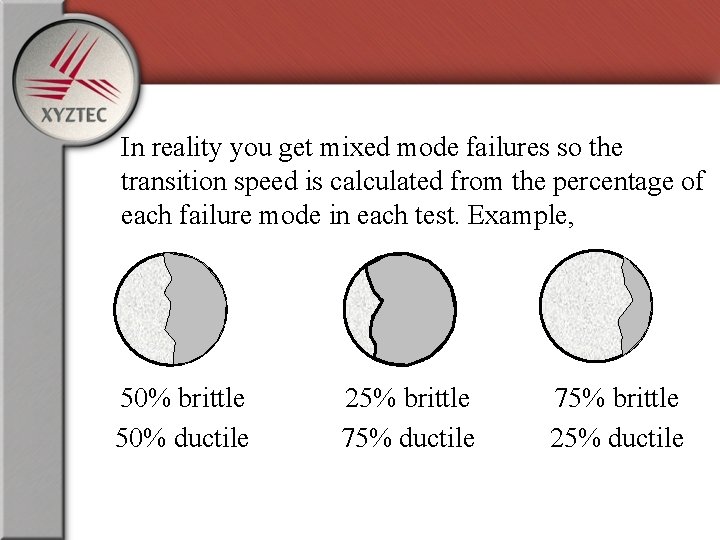 In reality you get mixed mode failures so the transition speed is calculated from
