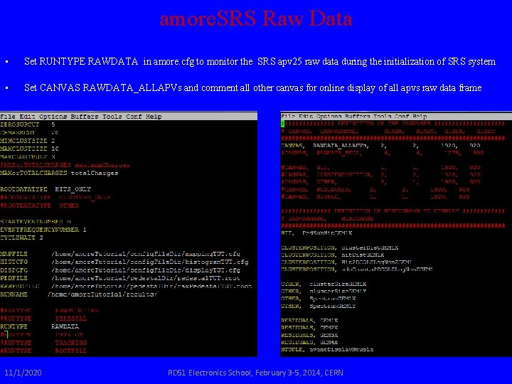 amore. SRS Raw Data • Set RUNTYPE RAWDATA in amore. cfg to monitor the