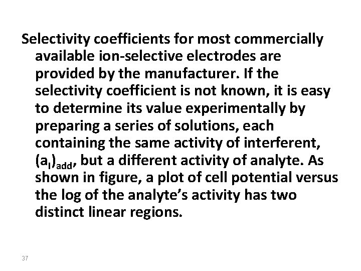 Selectivity coefficients for most commercially available ion-selective electrodes are provided by the manufacturer. If