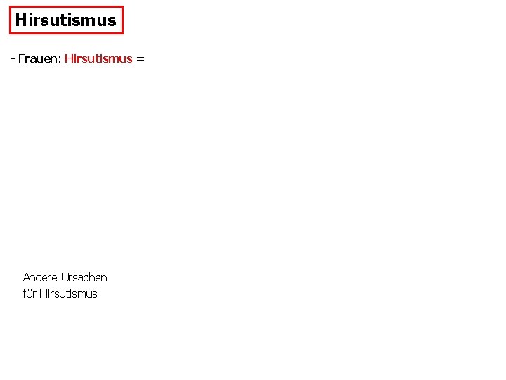 Hirsutismus - Frauen: Hirsutismus = Andere Ursachen für Hirsutismus 