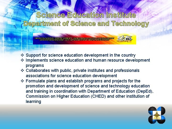 Science Education Institute Department of Science and Technology v Support for science education development