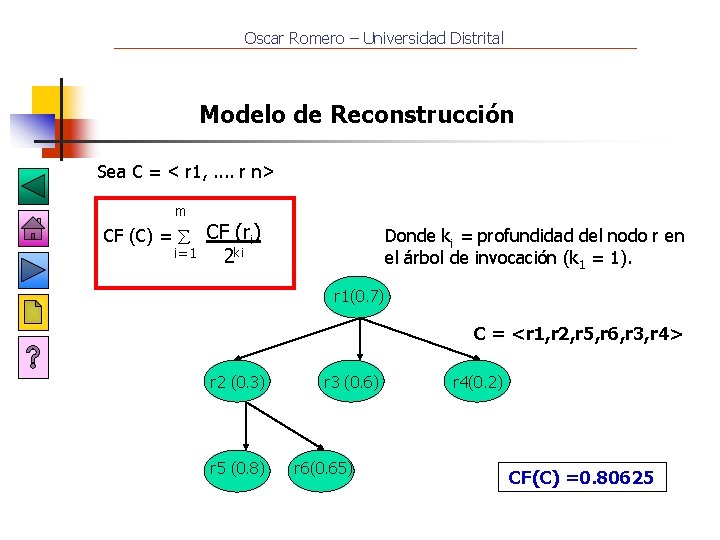 Oscar Romero – Universidad Distrital Modelo de Reconstrucción Sea C = < r 1,