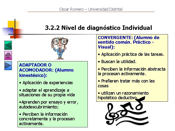 Oscar Romero – Universidad Distrital 3. 2. 2 Nivel de diagnóstico Individual CONVERGENTE: (Alumno