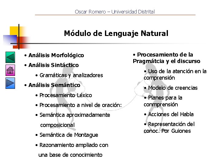 Oscar Romero – Universidad Distrital Módulo de Lenguaje Natural • Análisis Morfológico • Análisis