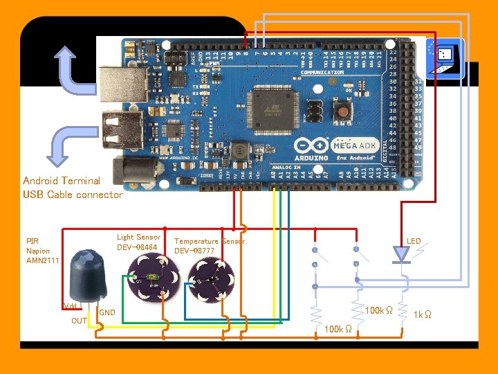 Android Terminal USB Cable connector Light Sensor DEV-08464 PIR Napion AMN 2111 Vdd OUT