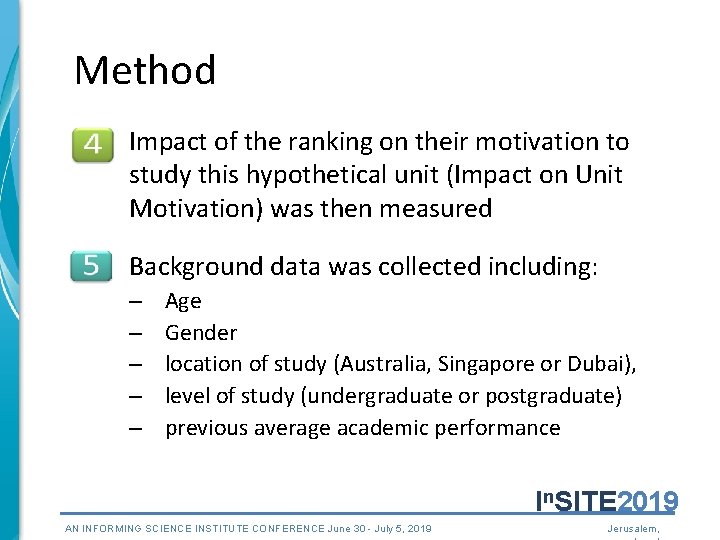Method Impact of the ranking on their motivation to study this hypothetical unit (Impact Method Impact of the ranking on their motivation to study this hypothetical unit (Impact