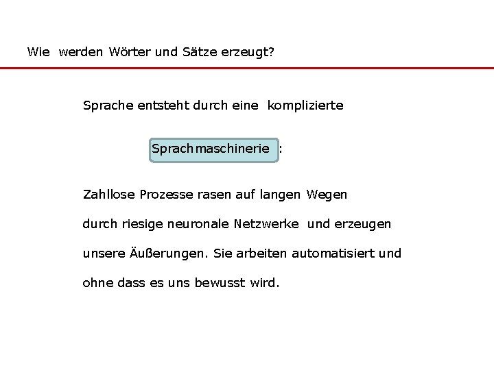 Wie werden Wörter und Sätze erzeugt? Sprache entsteht durch eine komplizierte Sprachmaschinerie : Zahllose