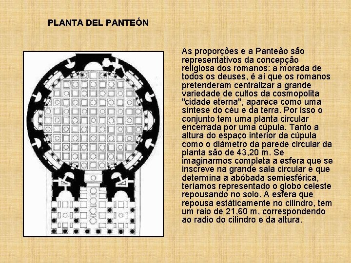 PLANTA DEL PANTEÓN As proporções e a Panteão são representativos da concepção religiosa dos