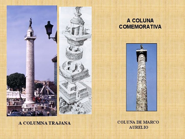 A COLUNA COMEMORATIVA A COLUMNA TRAJANA COLUNA DE MARCO AURELIO 