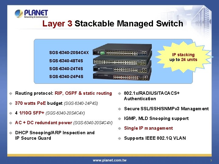 Layer 3 Stackable Managed Switch SGS-6340 -20 S 4 C 4 X IP stacking