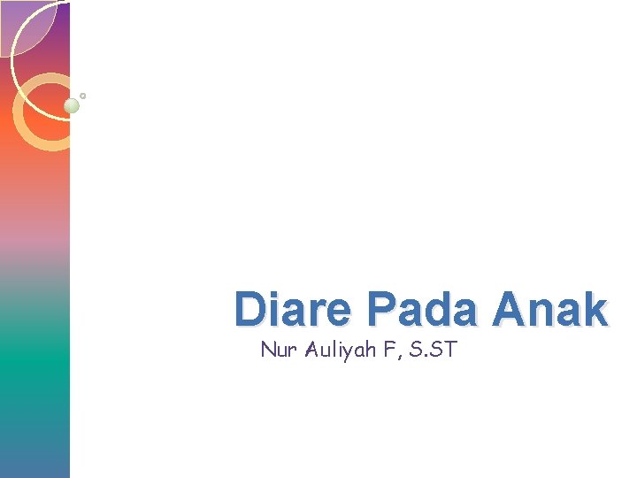 Diare Pada Anak Nur Auliyah F, S. ST 