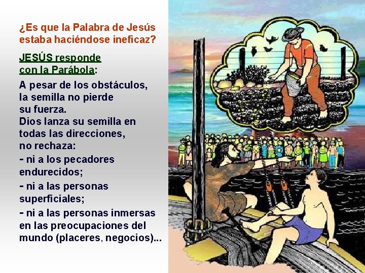 ¿Es que la Palabra de Jesús estaba haciéndose ineficaz? JESÚS responde con la Parábola: ¿Es que la Palabra de Jesús estaba haciéndose ineficaz? JESÚS responde con la Parábola: