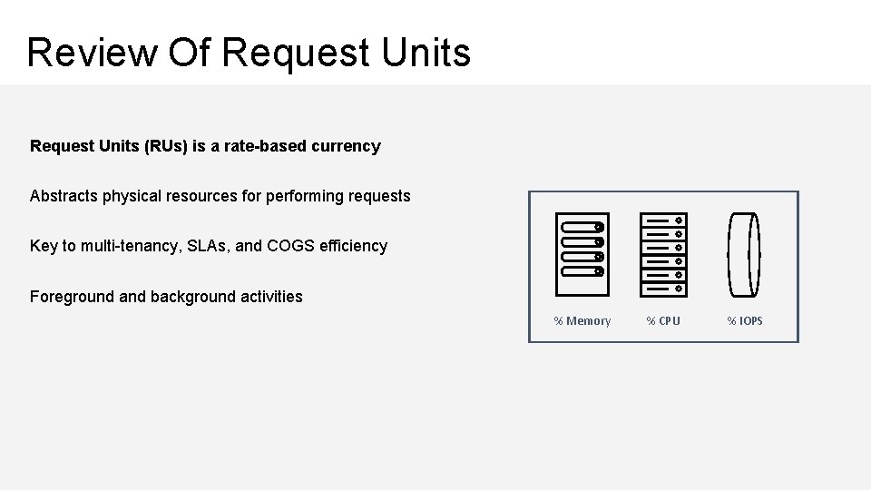 Review Of Request Units (RUs) is a rate-based currency Abstracts physical resources for performing