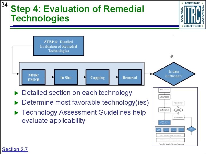 34 Step 4: Evaluation of Remedial Technologies Detailed section on each technology Determine most